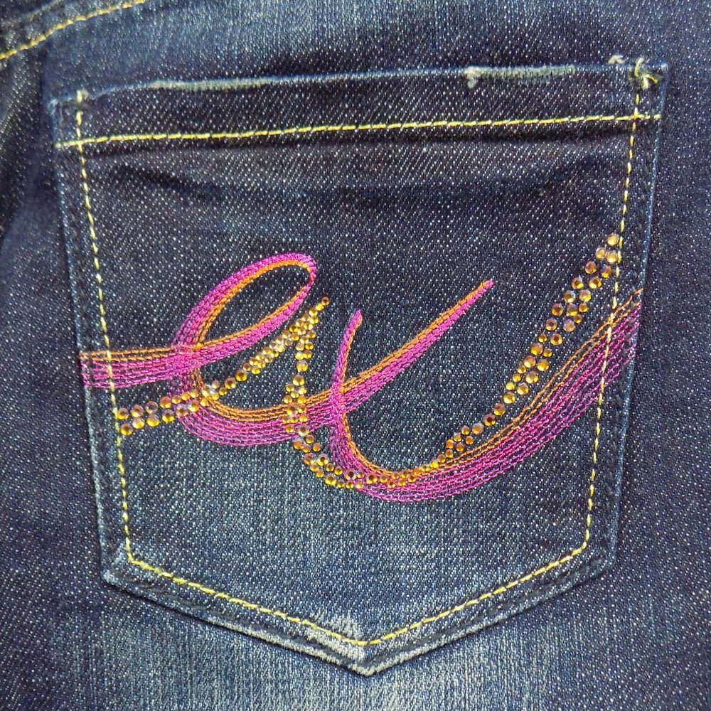 Express Denim Mini Skirt Embellished Pocket Size 8 - Picture 5 of 9